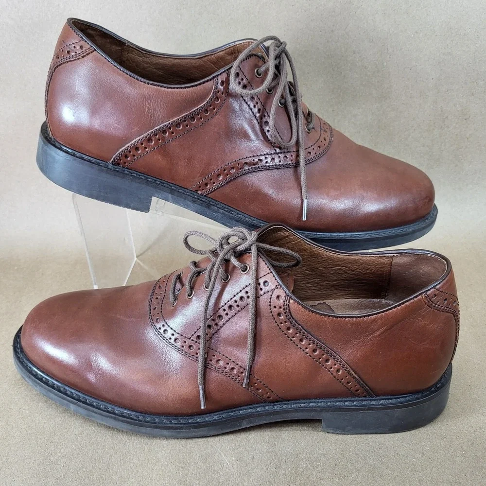 Johnston & Murphy Dress Shoes Mens 11.5 M Oxford Brogue Brown Leather 20-1258